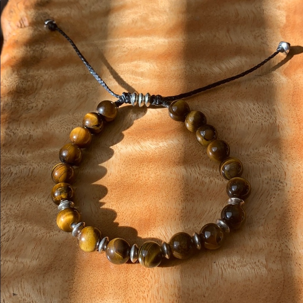 Genuine Tigers Eye stone adjustable bracelet